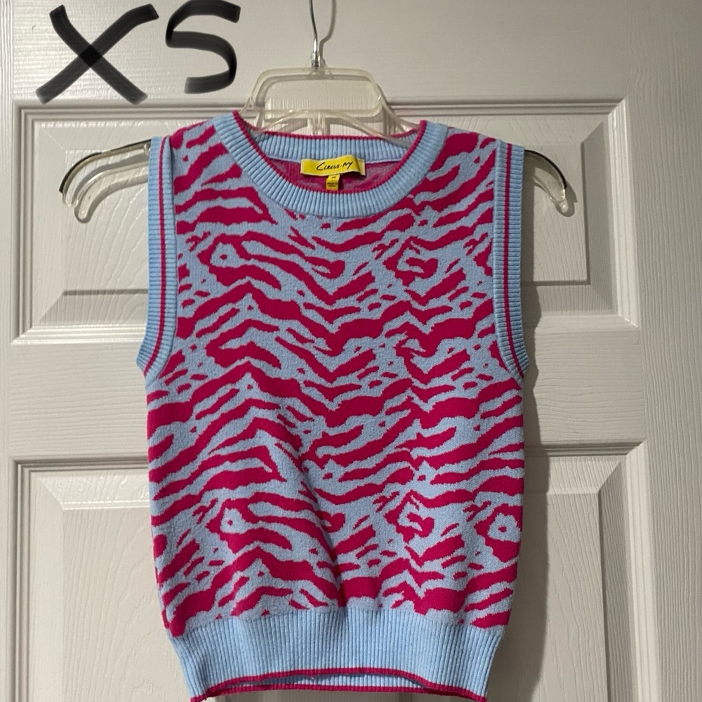 Pink and Blue Animal Print Vest